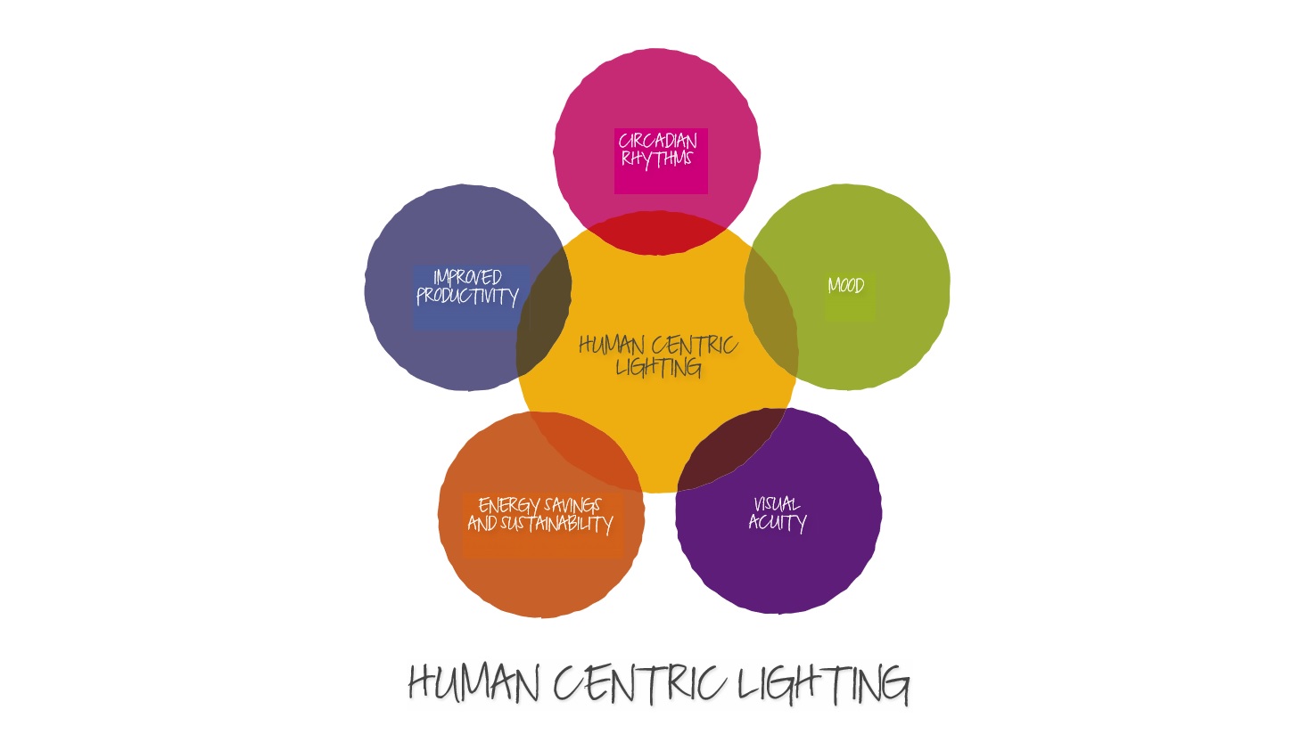 schema di come lo human centric lighting influenza il benessere delle persone